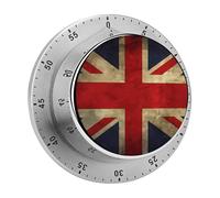 Minuteur visuel de 60 minutes, minuterie de cuisine mécanique avec base magnétique et alarme forte, compte à rebours manuel sans piles avec drapeau britannique pour la mise au point, la cuisine