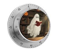 Minuteur visuel de 60 minutes, minuterie de cuisine mécanique avec base magnétique et alarme forte, horloge manuelle sans piles, compte à rebours fantôme effrayant pour Halloween, cuisine, étude, jeu