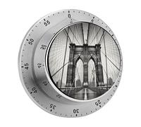 Minuteur visuel de 60 minutes, minuterie de cuisine mécanique avec base magnétique et alarme forte, horloge manuelle sans piles pour le compte à rebours Brooklyn Bridge pour la mise au point, la