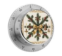 Minuteur visuel de 60 minutes, minuterie de cuisine mécanique avec base magnétique et alarme forte, manuel sans piles, compte à rebours du Père Noël rouge et gris pour la mise au point, la cuisine