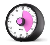 Minuteur Visuel Enfant 60 Min - Timer Compte à Rebours Silencieux avec Alarme, Outil de Concentration TDAH/Autisme pour Gestion Temps Devoirs, Tâches & Cuisine (Black Pink)