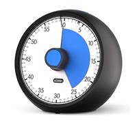 Minuteur Visuel Enfant 60 Min - Timer Compte à Rebours Silencieux avec Alarme, Outil de Concentration TDAH/Autisme pour Gestion Temps Devoirs, Tâches & Cuisine (Black Blue)