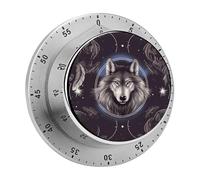Minuteur visuel loups et attrape-rêves - Pas besoin de piles - Compte à rebours magnétique d'intérieur - Alarme forte - Horloge manuelle exquise pour cadeau