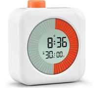 Minuteur Visuel Numérique - Time Timer avec Compte à Rebours, Alarme, Horloge - Blanc - pour Cuisiner, Étudier, Travailler