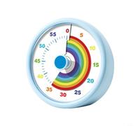 Minuteur visuel pour enfants, compte à rebours de 60 minutes avec design arc-en-ciel, gestion du temps pour l'école et le bureau, facile à utiliser, violet (bleu)