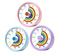 Minuteur visuel pour enfants | Compte à rebours de 60 minutes | Motif arc-en-ciel | Minuterie pour enfants avec bouton rotatif et arrêt d'alarme, pour apprentissage, examens et cuisine