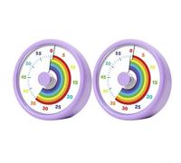 Minuteur visuel pour enfants | Compte à rebours de 60 minutes | Motif arc-en-ciel | Minuterie pour enfants avec bouton rotatif et arrêt d'alarme, pour apprentissage, examens et cuisine