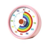 Minuteur visuel pour enfants - Compte à rebours visuel de 60 minutes - Pour enseigner la cuisine - Outils de gestion du temps ronds pour enfants - Fonctionnement silencieux - Motif arc-en-ciel (rose)