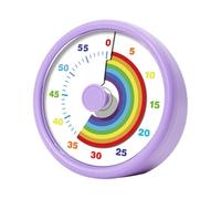 Minuteur visuel pour enfants - Compte à rebours visuel de 60 minutes - Pour enseigner la cuisine - Outils de gestion du temps ronds pour enfants - Fonctionnement silencieux - Motif arc-en-ciel (violet