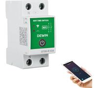Minuteur WiFi Intelligente, 2P 63A 220V Minuterie Programmable WiFi Rail DIN Horloge Modulaire Connectée WiFi Compatible avec Le contrôle à Distance Via l'app Tuya