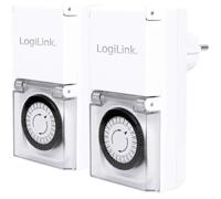 Minuteurs mécaniques - LOGILINK - Lot de 2 - IP44 - Programmation 24h - Sécurité enfant intégrée