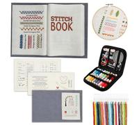 MinXin Embroidery Stitch Book Kit, 143 Modèles, Livre de Point à Faire Soi-Même, Livre Broderie, Kit Broderie Debutant avec Tutoriel Portatif et Outils pour Adultes, Passionnés, Famille et Amis