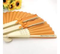 MINXLTD 10-100 PCS Éventails À Main en Soie De Plusieurs Couleurs Personnalisés, Éventails en Bambou Élégants Pliants en Vrac Gravés sur Mesure, Cadeaux De Mariage Plage De Douche Nuptiale(Orange)