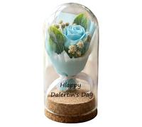 MINXLTD Cadeaux Personnalisés for La Saint-Valentin for Elle, Bouquet Roses Préservées avec Texte Personnalisé dans Un Dôme en Verre avec Lumières LED, Cadeaux for Femmes, Anniversaire, Épouse, Mère