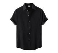 MINYA Chemise à Manches Courtes Rayée à Blocs de Couleur pour Hommes Décontractée Confortable Voyage en Plein air Chemises Hawaïennes Régulières