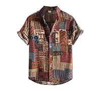 MINYA Chemise Hawaïenne pour Homme, Plage Ete Chemise Homme Casual Button Down Unisex Imprimé Hawaïen Vertical Décontractée Chemise à Manches Courtes Rayures