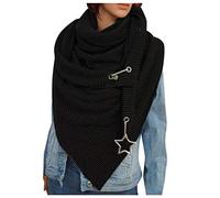 MINYA Foulard Triangle Chaud Rétro De Couleur Unie Femme, étoiles Impression Doux Enveloppement écharpes Chaudes Châles Avec Bouton, Châles Cachemire Wraps Foulards, Grands Châles Chauds Noël