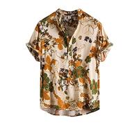 MINYA Homme Chemise Hawaienne Fleurs Été Casual Manches Courtes Funky Chemise Hawaïenne Imprimer Plage Palmiers Poche-Avant Tops Blouse