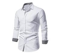 MINYIING 2021 Casual Chemise Homme Pas Cher Chemise Automne Hiver Populaire à Manches Longues Couture Occasionnels pour Hommes Slim Fit Grande Taille Haut Casual Chemiser Tops Blouse