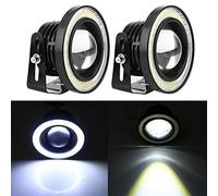 Minyinla Feux de Brouillard Yeux d'ange Universel 2Pcs 10W LED COB Antibrouillard de Voiture Projecteur Antibrouillard 30W Projecteur Halo Anneau(3.5inchs)