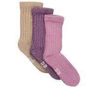 Minymo - Kid's Wool Socks Rib 3-Pack - Chaussettes multifonctions - EU 15-18 - orchid haze