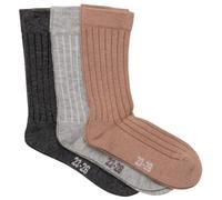 Minymo - Kid's Wool Socks Rib 3-Pack - Chaussettes multifonctions - EU 19-22 - grey melange
