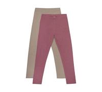 MINYMO Lot de 2 Leggings Basiques pour Fille en 2 Couleurs, Marron, 122 Slim