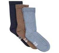 MINYMO Wool Socks - rib 3-pack, des chaussettes en laine Enfants unisexes, Dark Navy, 19