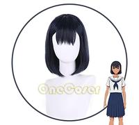 Mio Kofune Anime Summer Time Rendering Perruque de cosplay Bleu foncé Cheveux courts résistants à la chaleur + bonnet de perruque fête Halloween