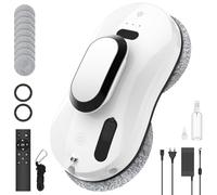 Mioanser Robot Nettoyeur de Vitre, 5600pa Robot Laveur de Vitre Automatique avec Pulvérisation d'eau, 3 Modes de Nettoyage, Navigation Intelligente, Système de Sécurité, Télécommande et 8 Chiffons