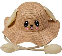 Miobo Joli chapeau de soleil pliable et jouable pour fille - Respirant - Protection UV - Avec motif brodé et motif animal, marron, 54
