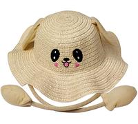 Miobo Joli chapeau de soleil pliable et jouable pour fille - Respirant - Protection UV - Avec motif brodé et motif animal, beige, 54