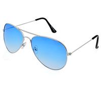 Miobo Lunettes de soleil avec monture en acier inoxydable et métal, argent, bleu océan, Taille unique
