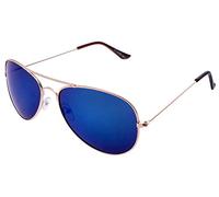 Miobo Lunettes de soleil avec monture en acier inoxydable et métal, Doré/Bleu