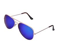 Miobo Lunettes de soleil avec monture en acier inoxydable et métal, doré et bleu roi, Taille unique