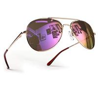 Miobo Lunettes de soleil miroir lunettes aviateur homme femme enfant 9 couleurs filtre UV400 CAT 3 lunettes aviateur unisexe, Violet or, Bambini 3-9 anni
