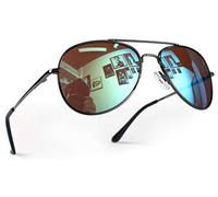 Miobo Lunettes de soleil miroir pour homme, femme et enfant - Filtre UV400 - CAT 3 - Unisexe, noir/bleu, L