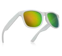 Miobo Lunettes de soleil rétro miroir Nerd Unisexe Style Club UV400, Blanc/violet, XS