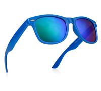 Miobo Lunettes de soleil rétro miroir Nerd Unisexe Style Club UV400, Bleu Caraïbes, XS
