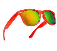 Miobo Lunettes de soleil rétro miroir Nerd Unisexe Style Club UV400, Rouge violet., L