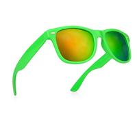 Miobo Lunettes de soleil rétro miroir Nerd Unisexe Style Club UV400, Vert/violet., L