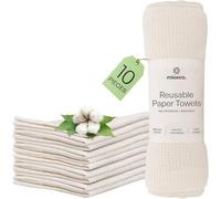 Mioeco Lot de 10 Essuie-Tout Réutilisables - Sopalin Lavable en Coton Bio - Alternative Durable aux Essuie-Tout Jetables - Ultra Absorbant, Résistant & Écologique