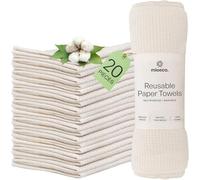 Mioeco Lot de 20 Essuie-Tout Réutilisables - Sopalin Lavable en Coton Bio - Alternative Durable aux Essuie-Tout Jetables - Ultra Absorbant, Résistant & Écologique