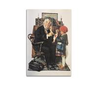 Mioedi Poster sur toile représentant Norman Rockwell (Doctor And Doll) - Décoration murale - 20 x 30 cm