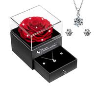 Miofula Coffret Cadeau Rose Éternelle Saint Valentin avec Cristal Bijoux Fait à La Main Je t'aime - Boîte Saint-Valent Anniversaire Fête des Mères Cadeaux pour Petite Amie Maman