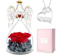 Miofula Rose Eternelle Ange Cadeau Maman, Fleur Eternelle avec Bijoux Maman | Collier Coeur Cadeau Anniversaire Maman,Rose Éternelle Guardian Angel Cadeau pour Maman Belle Mere,Cadeau Fete des Meres Noel