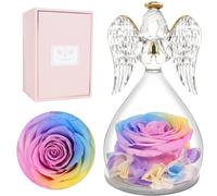 Miofula Rose Eternelle Cadeau Femme, Fleur Eternelle Cadeau Anniversaire Femme Mariage, Rose Éternelle Guardian Ange Figurine Cadeaux Maman Mamie Belle Mere, Cadeaux Noel Saint Valentin Fete des Meres