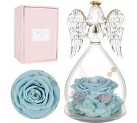 Miofula Rose Eternelle Cadeau Femme, Fleur Eternelle Cadeau Anniversaire Femme Mariage, Rose Éternelle Guardian Ange Figurine Cadeaux Maman Mamie Belle Mere, Cadeaux Noel Saint Valentin Fete des Meres