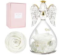 Miofula Rose Eternelle Cadeau Femme, Fleur Eternelle Cadeau Anniversaire Femme Mariage, Rose Éternelle Guardian Ange Figurine Cadeaux Maman Mamie Belle Mere, Cadeaux Noel Saint Valentin Fete des Meres