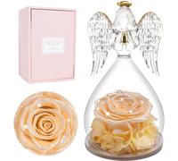 Miofula Rose Eternelle Cadeau Femme, Fleur Eternelle Cadeau Anniversaire Femme Mariage, Rose Éternelle Guardian Ange Figurine Cadeaux Maman Mamie Belle Mere, Cadeaux Noel Saint Valentin Fete des Meres
